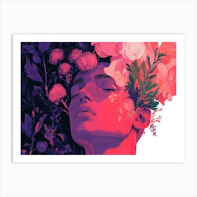 Woman With Flowers On Her Head 8 Art Print