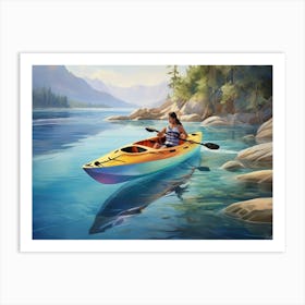 Kayaker On The Lake Art Print