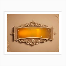 A Golden, Ornate Frame With A Blank, Translucent Panel In The Center Art Print