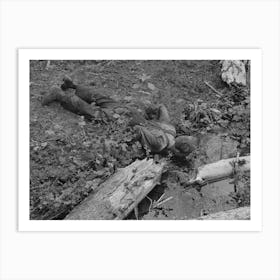 Grant County, Oregon, Malheur National Forest, Lumberjack Drinking From A Spring By Russell Lee Art Print