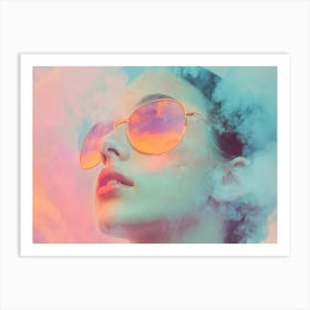 Girl In Smoke Art Print