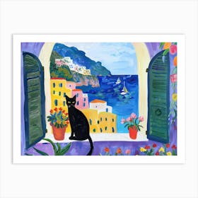 Cat On A Window Matisse Style Colourful Italy Art Print