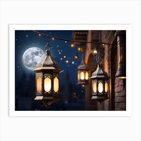 Ramadan Islamic Lanterns at night Art Print