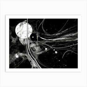 Neon Dreams Abstract Black And White 7 Art Print