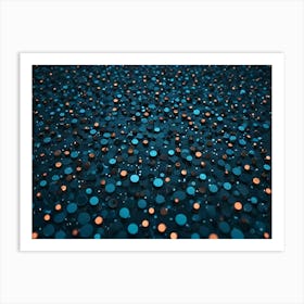 An Abstract Textured Surface Composed Of Countless Small, Round Discs In Blue And Orange, Creating A Sense Of Depth And Complexity Art Print