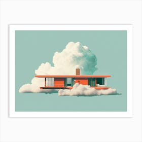 Retro Floating House Art Print