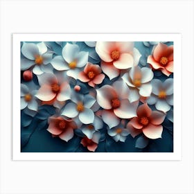 Assorted 3d Flowers in an Abstract Art Print