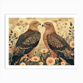 Floral Animal Illustration Eagle 3 Art Print