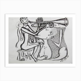 Fun With A Trumpet Player Art Print