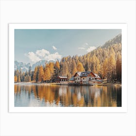 Home On Autumn Lake Art Print