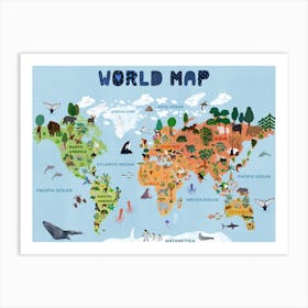 World Map English Art Print