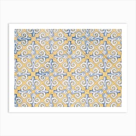 Tile Pattern In Yellow And Blue //  Valencia, Spain,  Travel Photography Art Print