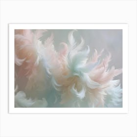 Abstract Cloud Of Delicate, Pastel Colored Feathers, Creating A Soft And Dreamy Background Art Print