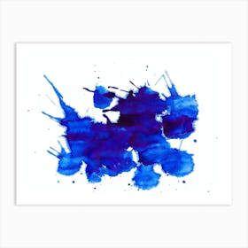 Blue Watercolor Splatter. Abstract blue painting. Art Print