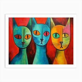 Cats Acrylic Painting Art Print