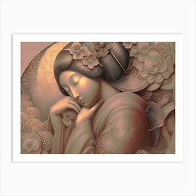 Sleeping Geisha - Copper Pounce Art Print