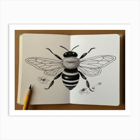 Bee Drawing 4 Art Print