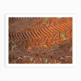 Texture Of Brown Mud With Tractor Tyre Tracks 5 Art Print