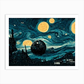 Death Star Starry Night Van Gogh Art Print