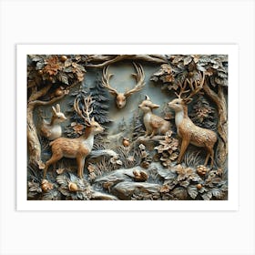 3d Deer in the Woodland Creatures Art Print