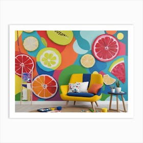 Colorful Fruit Slices Wall Mural Art Print