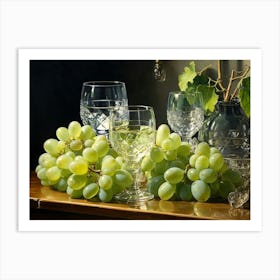 Grapes And Wine Art Print