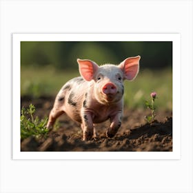 Pig In The Field Art Print