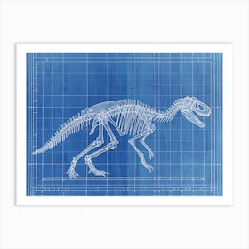 Troodon Skeleton Hand Drawn Blueprint 1 Art Print