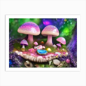 Fairy Garden With Mushrooms Art Print