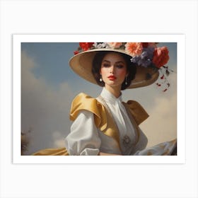 Lady In A Flowered Hat Art Print