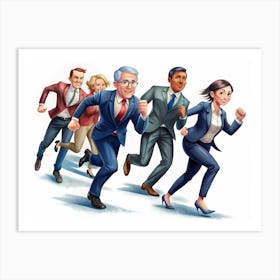 Group Of Business People Running 1 Art Print