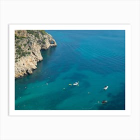 Aerial view of a bay with boats Art Print