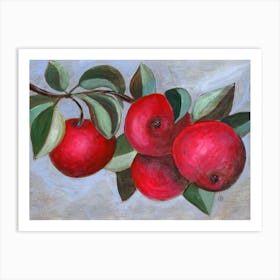 Four Apples - Anton Maliar painting red classical still life kitchen living room hand painted nature Art Print