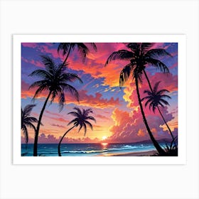 Sunset At The Beach 48 Art Print