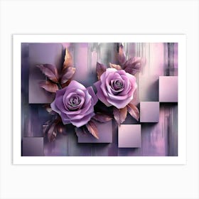 Purple Roses On Cubes Art Print