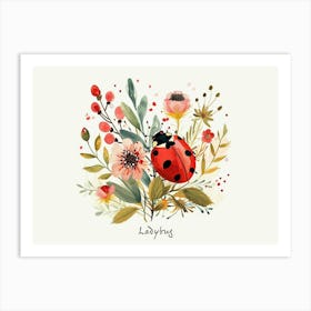 Little Floral Ladybug Poster Art Print