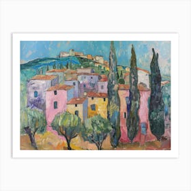Pastoral Panorama Painting Inspired By Paul Cezanne Art Print