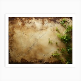 Rusty Frame With Green Plants Art Print