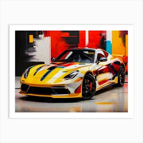 Abstract Color Painting of a Porsche Sportscar Art Print