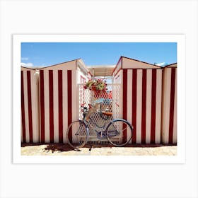 Cute Bicycle, Sun and the Beach Art Print