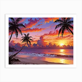 Sunset At The Beach 51 Art Print