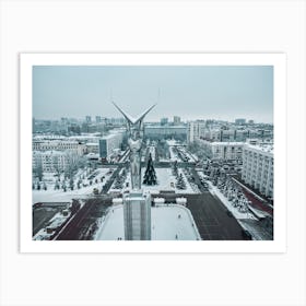 Samara Cityscape Wall Art - Russian Winter Posters - Monument of Glory - Winter Ice Rink Art Print