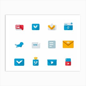 Business Communication Icons Flat Design Minimalistic For Web And Applications Include Envelope (4) Art Print