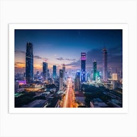 Bangkok Cityscape Set In The Distant Future Where Multiple High Tech Gadgets And Advanced Machinery (5) Art Print