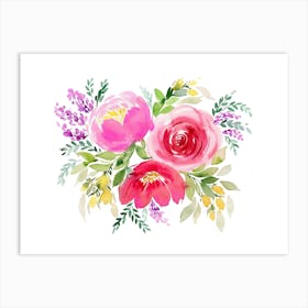 Bouquet Romantic 3 Roses Pink Art Print