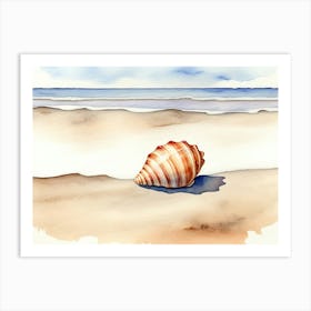 Seashell on the beach, watercolor painting 5 Art Print