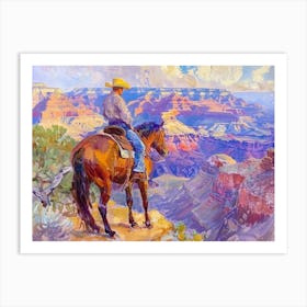 Cowboy Painting Grand Canyon Arizona Art Print