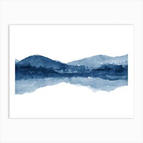 Watercolor Landscape 2 Blue Art Print