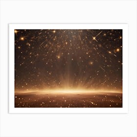 A Dark Background With A Spotlight Illuminating A Golden Surface Covered In Sparkles Art Print