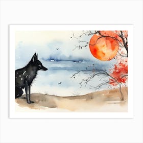 Wolf In The Moonlight 7 Art Print